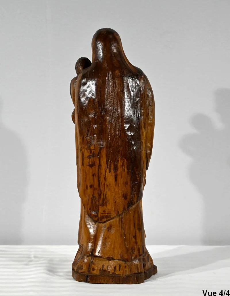HOUTEN STANDBEELD VAN DE MAAGD EN KIND