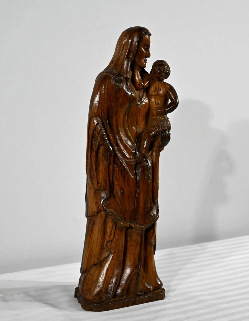 HOUTEN STANDBEELD VAN DE MAAGD EN KIND