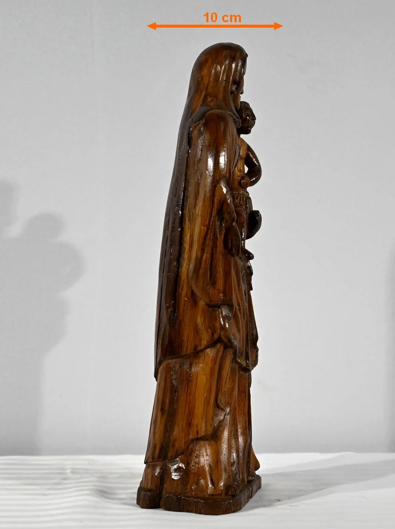 HOUTEN STANDBEELD VAN DE MAAGD EN KIND