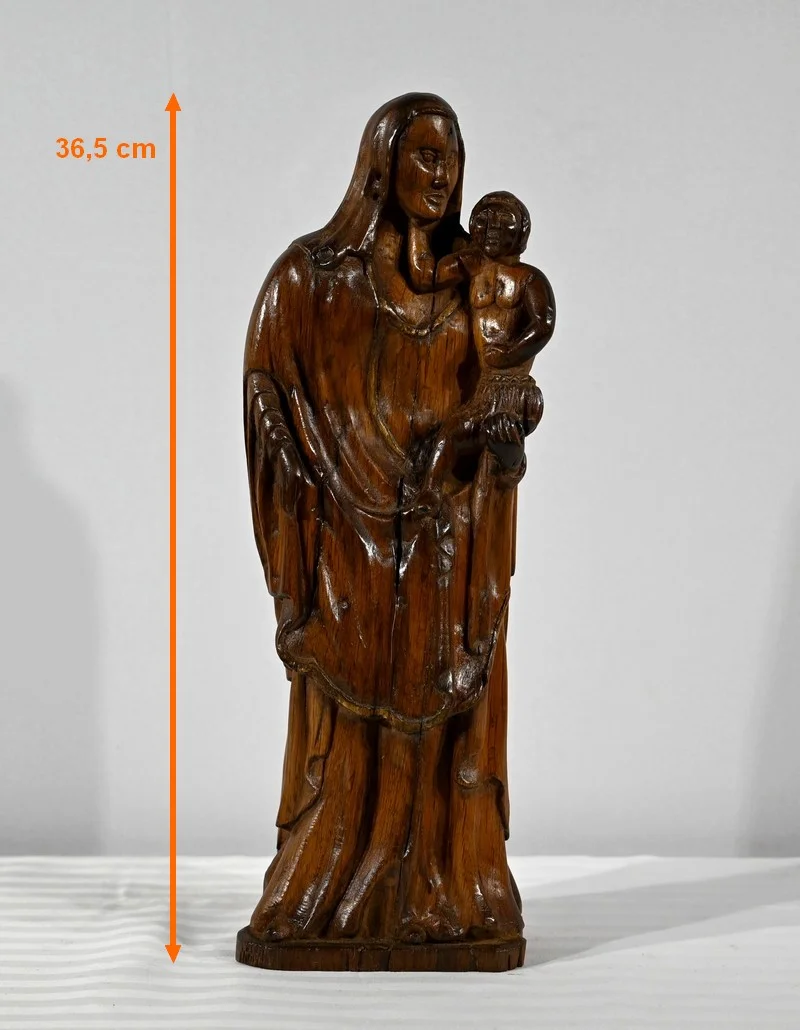 HOUTEN STANDBEELD VAN DE MAAGD EN KIND