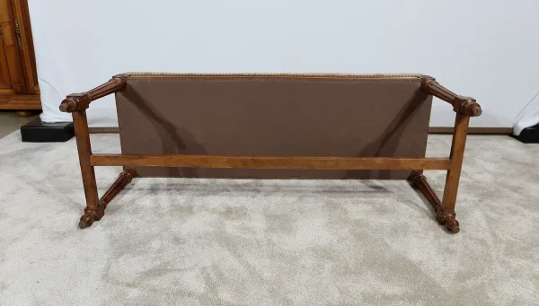 Longue Banquette en Noyer massif, style Louis XVI – 1900