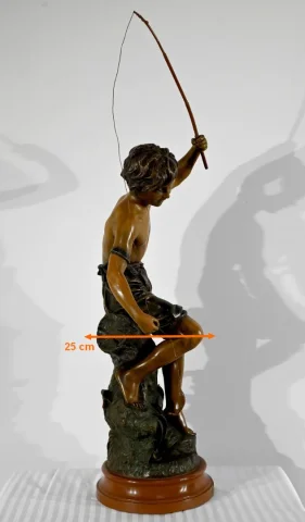 Important Régule « Le Pêcheur à la Ligne », signé S.Kindsburger – Début XXe