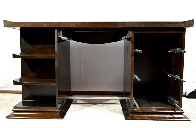 Ensemble Bureau et Fauteuil en Sycomore, Attribué à Hugues Chevalier – 1980