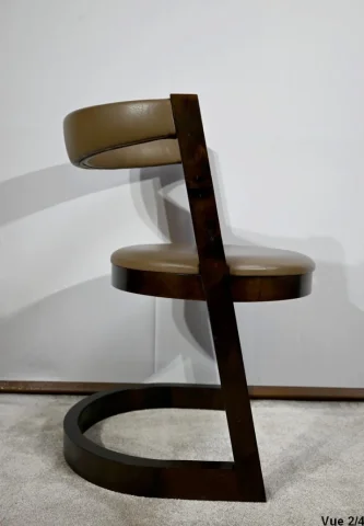 Ensemble Bureau et Fauteuil en Sycomore, Attribué à Hugues Chevalier – 1980