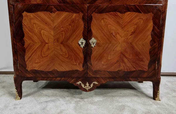 Rare et Exceptionnel Meuble Secrétaire en bois précieux, estampillé J. Popsel, Louis XV - XVIIIe
