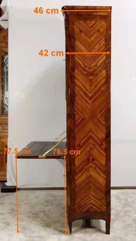 Rare et Exceptionnel Meuble Secrétaire en bois précieux, estampillé J. Popsel, Louis XV - XVIIIe