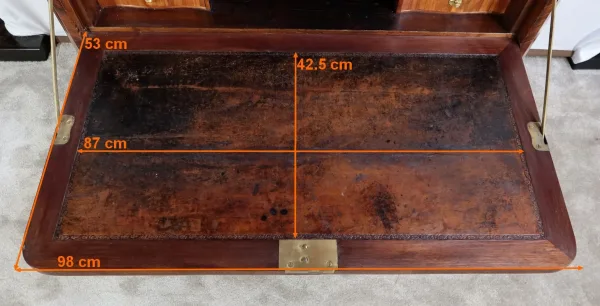 Rare et Exceptionnel Meuble Secrétaire en bois précieux, estampillé J. Popsel, Louis XV - XVIIIe