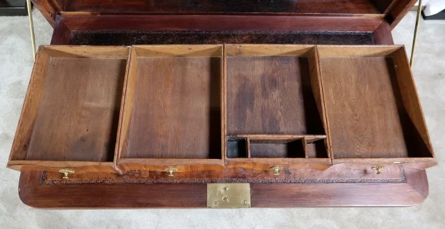 Rare et Exceptionnel Meuble Secrétaire en bois précieux, estampillé J. Popsel, Louis XV - XVIIIe