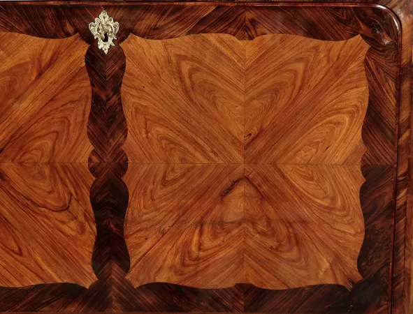 Rare et Exceptionnel Meuble Secrétaire en bois précieux, estampillé J. Popsel, Louis XV - XVIIIe
