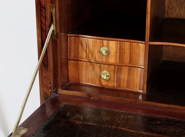 Rare et Exceptionnel Meuble Secrétaire en bois précieux, estampillé J. Popsel, Louis XV - XVIIIe