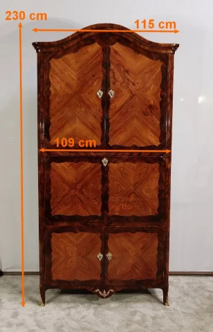 Rare et Exceptionnel Meuble Secrétaire en bois précieux, estampillé J. Popsel, Louis XV - XVIIIe
