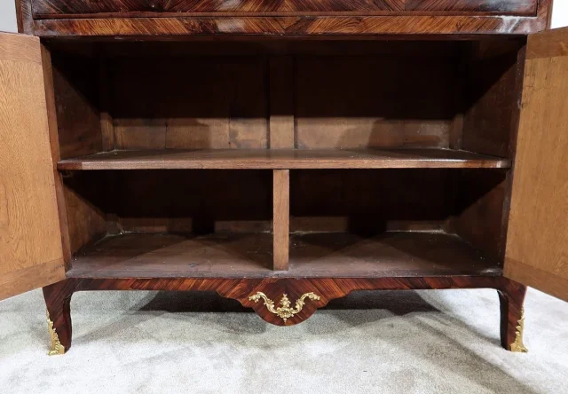 Rare et Exceptionnel Meuble Secrétaire en bois précieux, estampillé J. Popsel, Louis XV - XVIIIe
