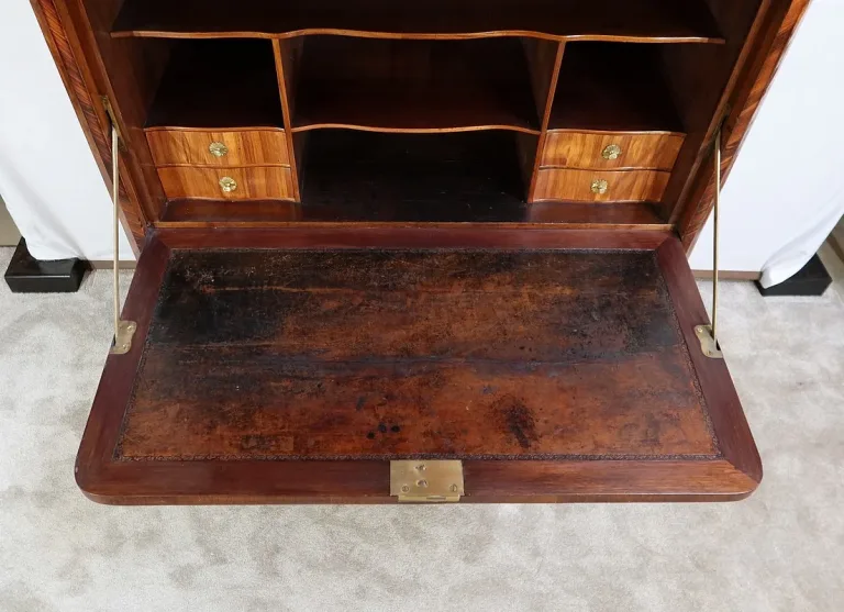 Rare et Exceptionnel Meuble Secrétaire en bois précieux, estampillé J. Popsel, Louis XV - XVIIIe
