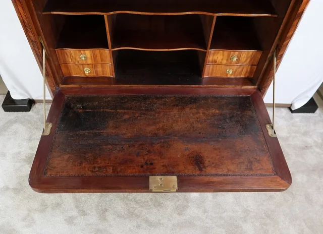 Rare et Exceptionnel Meuble Secrétaire en bois précieux, estampillé J. Popsel, Louis XV - XVIIIe
