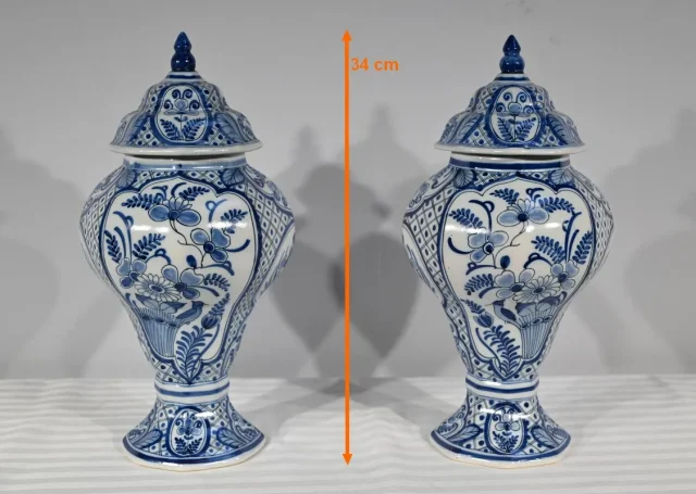 PAIR OF DELFT FAIENCE  VASES