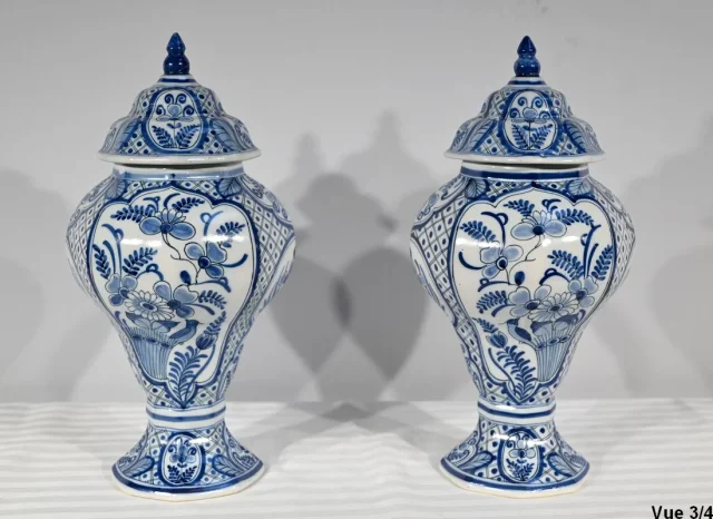 PAIR OF DELFT FAIENCE  VASES