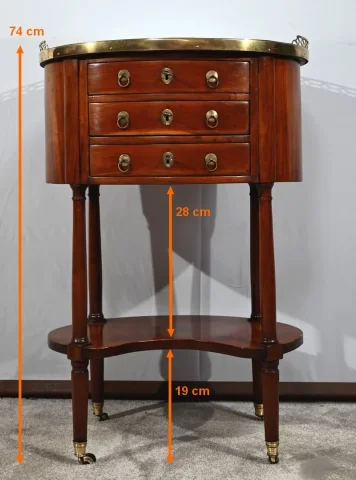 Table chiffonnière Tambour en Acajou, époque Louis XVI – 2ème partie du XVIIIe