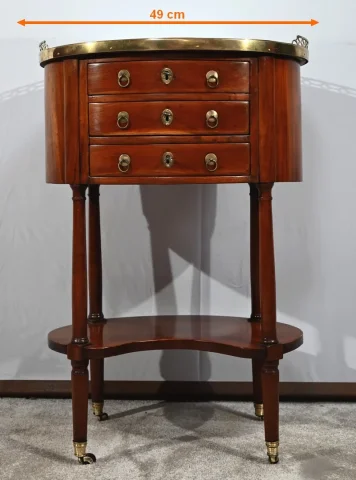 Table chiffonnière Tambour en Acajou, époque Louis XVI – 2ème partie du XVIIIe