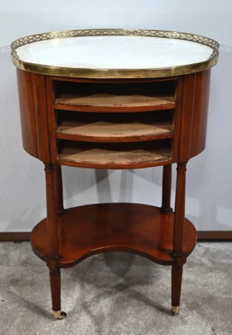 Table chiffonnière Tambour en Acajou, époque Louis XVI – 2ème partie du XVIIIe