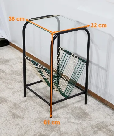 Table d’appoint Vintage avec Porte-revues Scoubidou - 1950