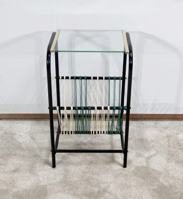 Table d’appoint Vintage avec Porte-revues Scoubidou - 1950