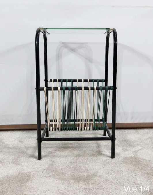 Table d’appoint Vintage avec Porte-revues Scoubidou - 1950