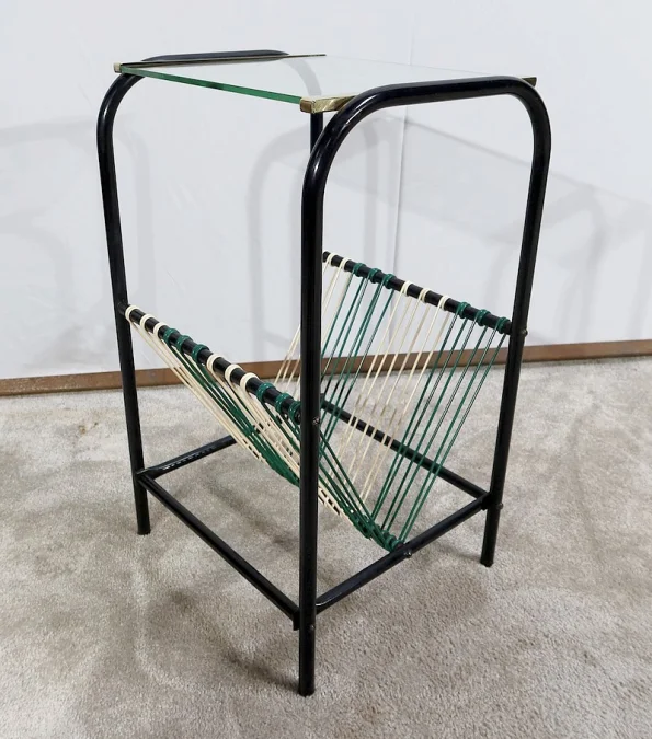 Table d’appoint Vintage avec Porte-revues Scoubidou - 1950