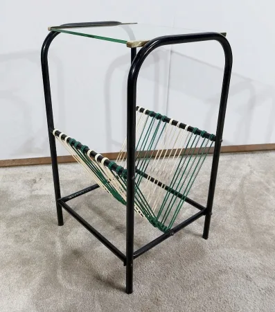 Table d’appoint Vintage avec Porte-revues Scoubidou - 1950