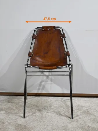 Chaise en Métal et Cuir, par C.Perriand pour les Arcs – 1960