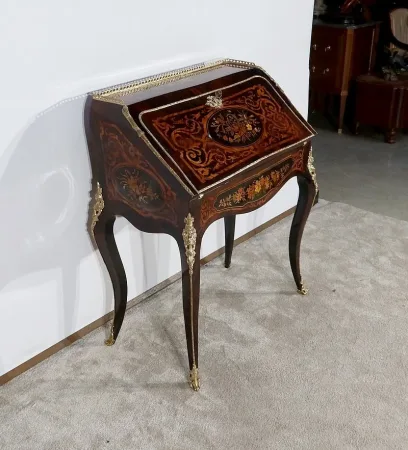 Bureau de Pente en Bois Précieux, époque Napoléon III - Milieu XIXe