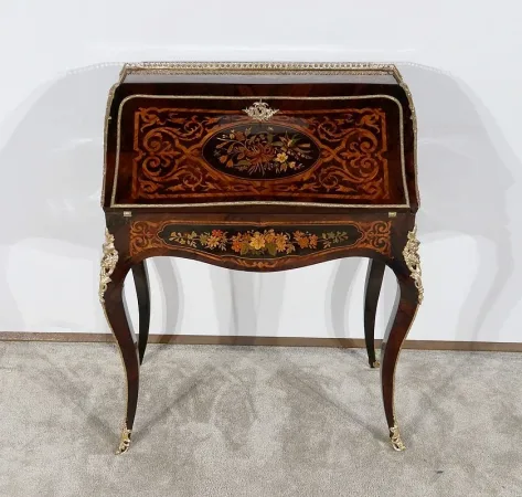 Bureau de Pente en Bois Précieux, époque Napoléon III - Milieu XIXe