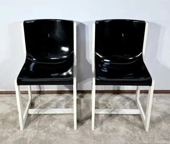 Paire de Chaises en Bois Laqué, signées P.Gautier -1960