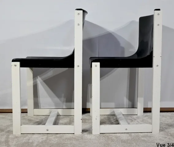 Paire de Chaises en Bois Laqué, signées P.Gautier -1960