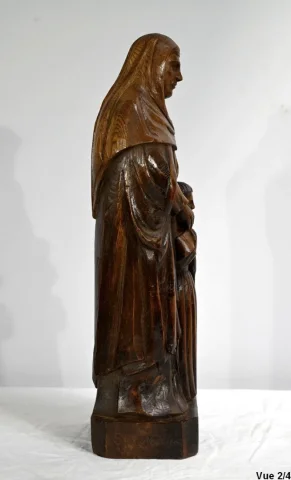 Statue de Sainte Anne en Frêne, signée E.Le Neuthier – Milieu XIXe