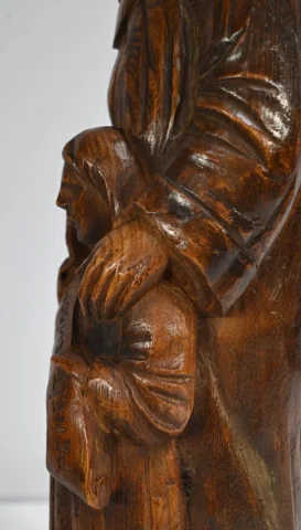 Statue de Sainte Anne en Frêne, signée E.Le Neuthier – Milieu XIXe