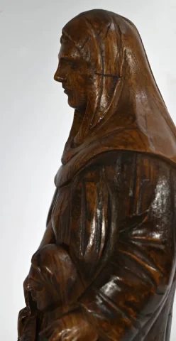 Statue de Sainte Anne en Frêne, signée E.Le Neuthier – Milieu XIXe