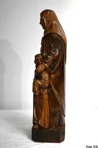 Statue de Sainte Anne en Frêne, signée E.Le Neuthier – Milieu XIXe