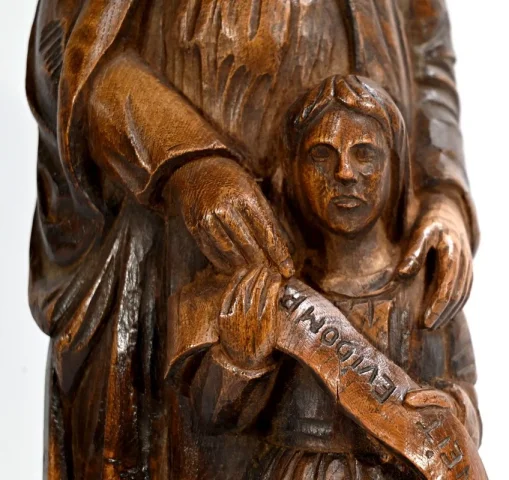 Statue de Sainte Anne en Frêne, signée E.Le Neuthier – Milieu XIXe