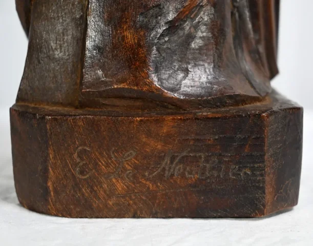 Statue de Sainte Anne en Frêne, signée E.Le Neuthier – Milieu XIXe