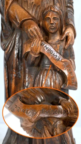 Statue de Sainte Anne en Frêne, signée E.Le Neuthier – Milieu XIXe