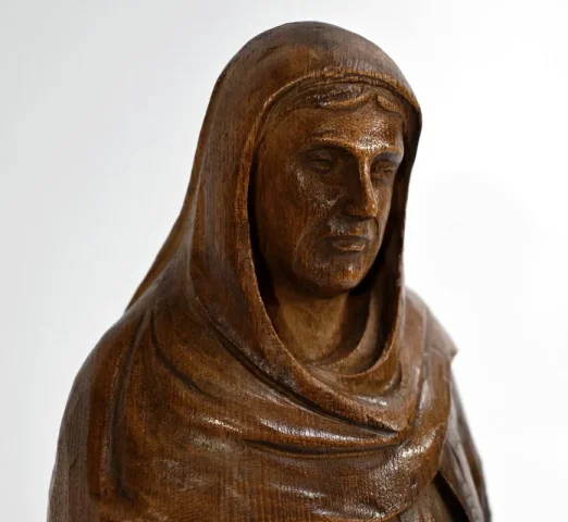 Statue de Sainte Anne en Frêne, signée E.Le Neuthier – Milieu XIXe