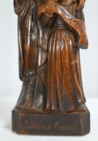 Statue de Sainte Anne en Frêne, signée E.Le Neuthier – Milieu XIXe