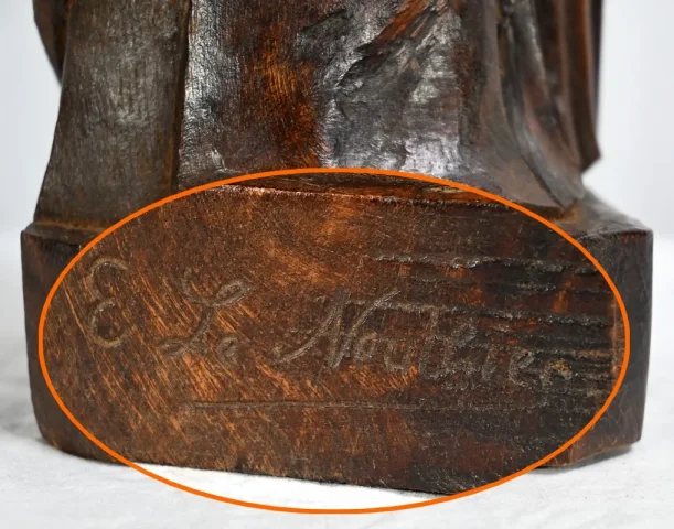Statue de Sainte Anne en Frêne, signée E.Le Neuthier – Milieu XIXe