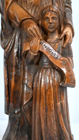 Statue de Sainte Anne en Frêne, signée E.Le Neuthier – Milieu XIXe