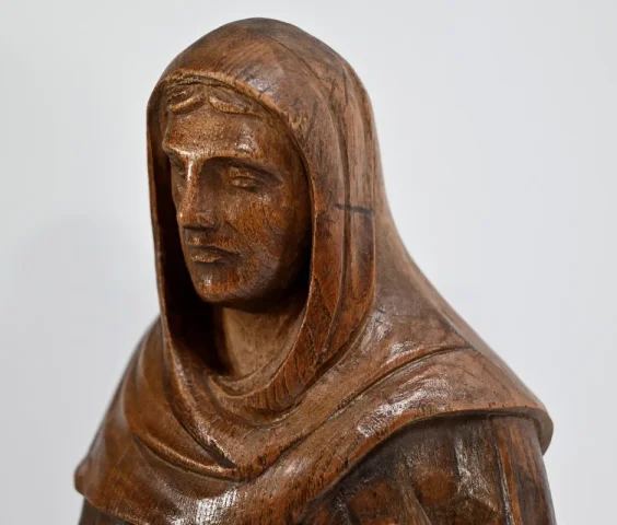 Statue de Sainte Anne en Frêne, signée E.Le Neuthier – Milieu XIXe