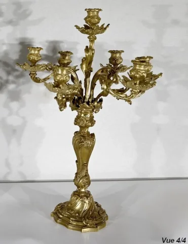 Important Candélabre en Bronze Doré, style Louis XV – Fin XIXe