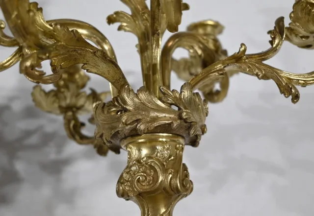 Important Candélabre en Bronze Doré, style Louis XV – Fin XIXe