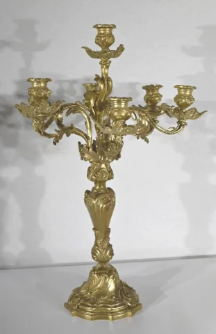 Important Candélabre en Bronze Doré, style Louis XV – Fin XIXe