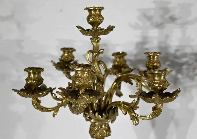 Important Candélabre en Bronze Doré, style Louis XV – Fin XIXe