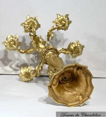Important Candélabre en Bronze Doré, style Louis XV – Fin XIXe